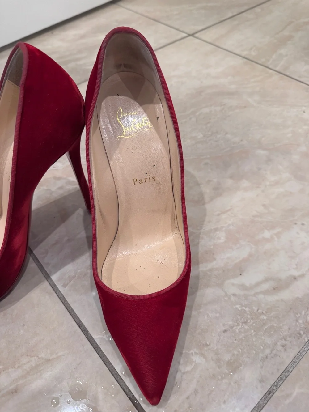 Christian Louboutin Red Suede Pointed Toe Stiletto Pumps
